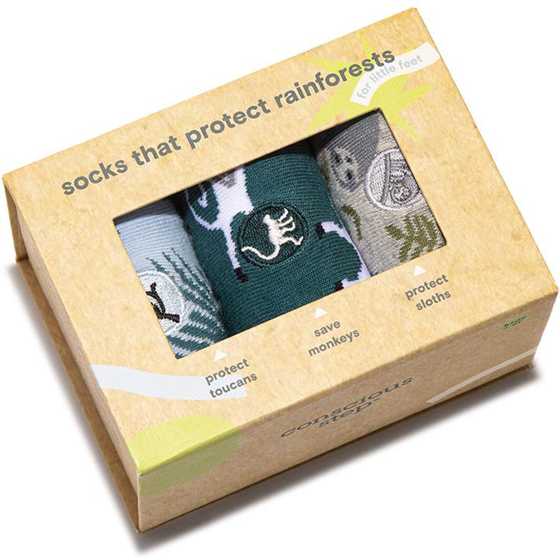Kids Socks that Protect Rainforests Gift Box 3pk