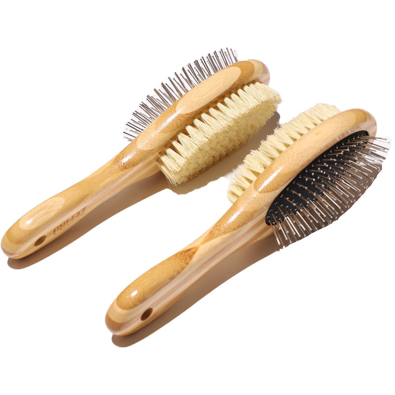 Double-Sided Bamboo Dog Brush