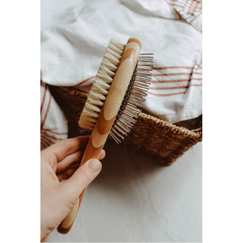 Double-Sided Bamboo Dog Brush