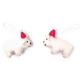 Santa's Bears Wool Ornaments 2pk
