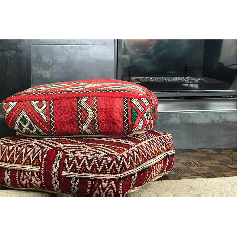 Moroccan cheapest kilim pouf, handmade floor cushion, vintage floor pillow