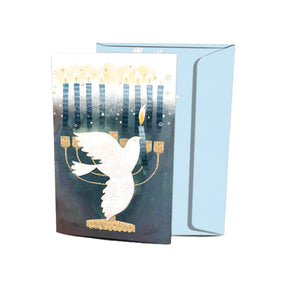Peace Dove Menorah Hanukkah Greeting Card Set 10pk