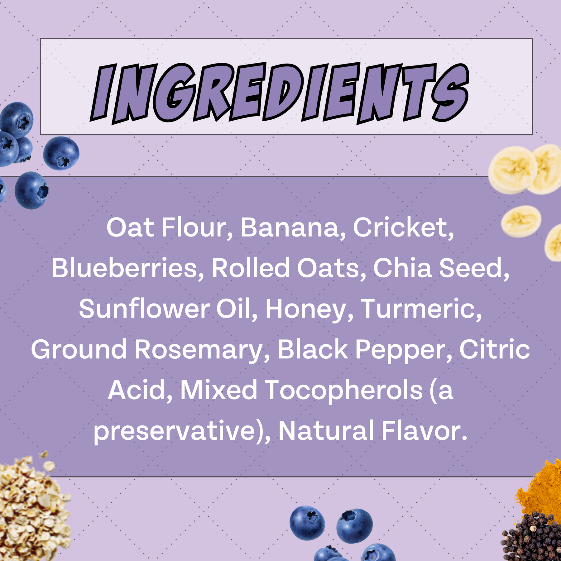 Antioxidant Dog Treats: Banana, Cricket, and Blueberry, 2pack