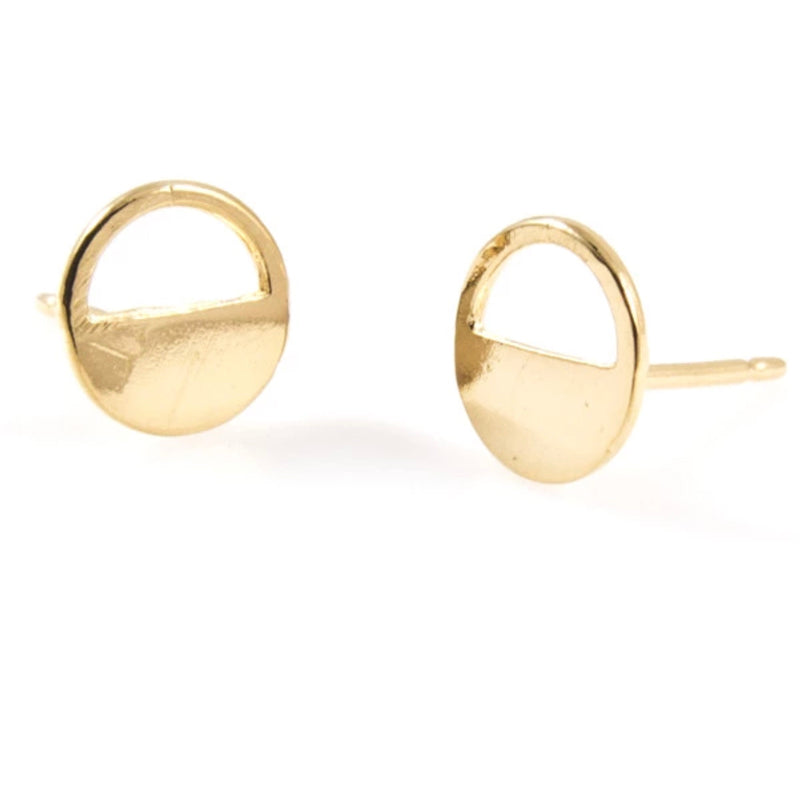 Half-Open Circle Gold Stud Earrings