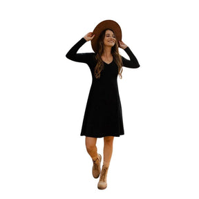 Black Fit + Flare Midi Dress - S