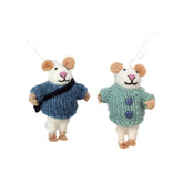 Bruno and Milo Eco Wool Ornaments 2pk
