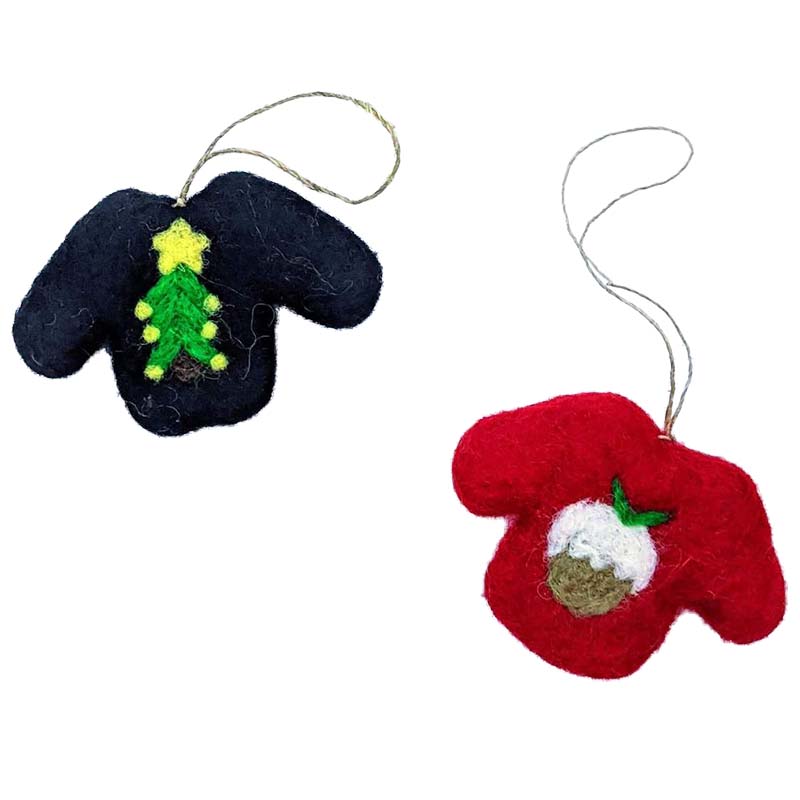Lucky Sweaters Eco Wool Ornaments 2pk