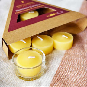Beeswax Tealight Candles with Glass Votive