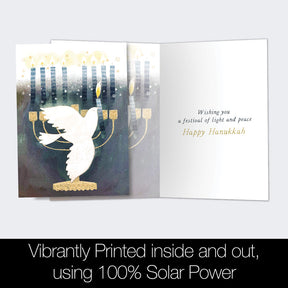 Peace Dove Menorah Hanukkah Greeting Card Set 10pk