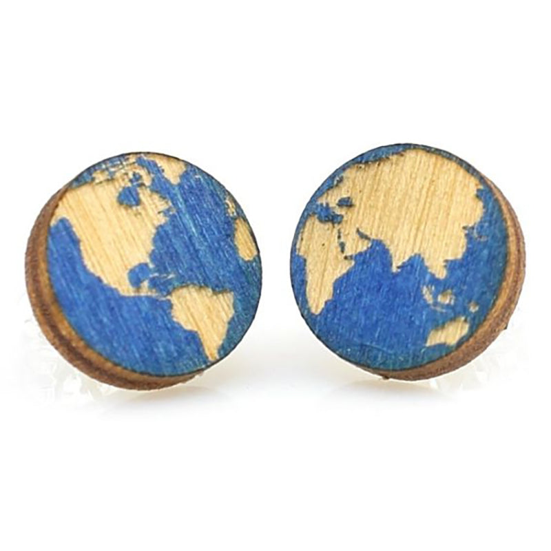 Globe Stud Wooden Earrings