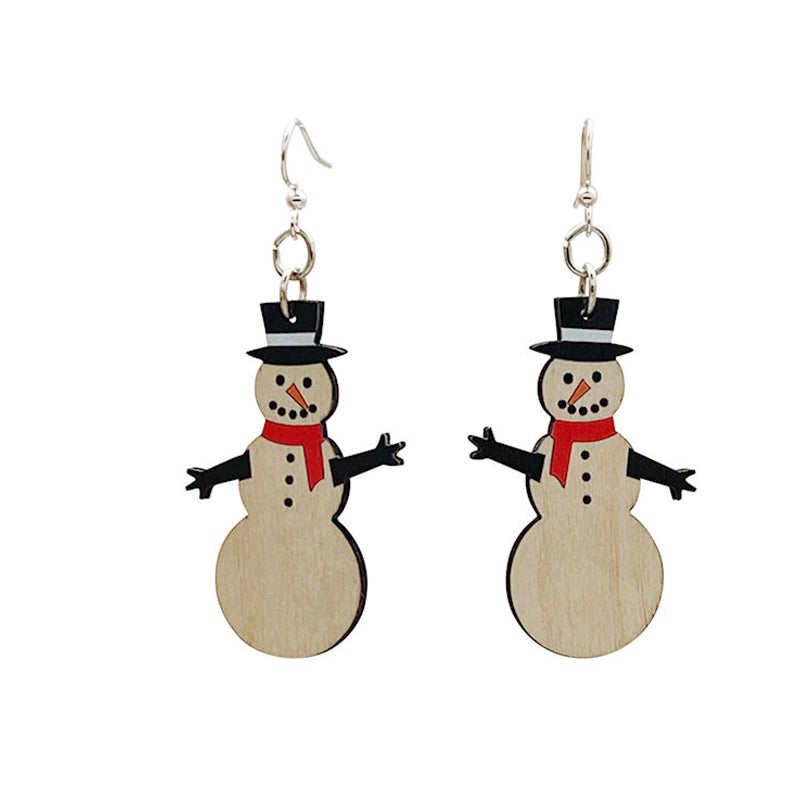 Snowman Wooden Earrings