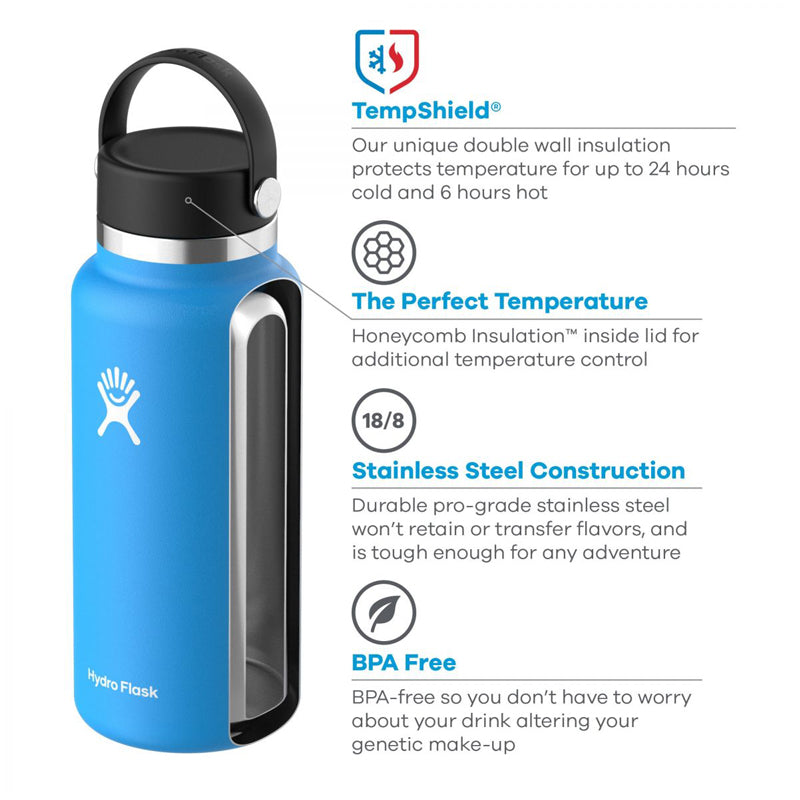 Hydro Flask Wide Mouth Straw Lid - Stainless Steel Reusable Water Bottle -  Vacuum Insulated, Dishwasher Safe, BPA-Free, Non-Toxic