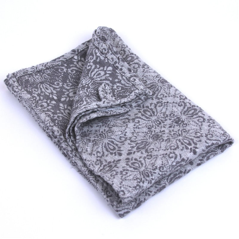 Linen Kitchen Towel - Medium Stonewashed - Grey Jacquard
