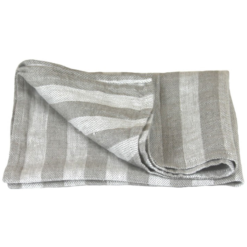Linen Kitchen Towel - Medium Stonewashed - Natural Stripes