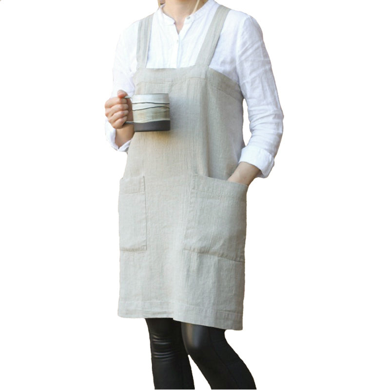 Natural Linen Apron - Luxury Thick Stonewashed
