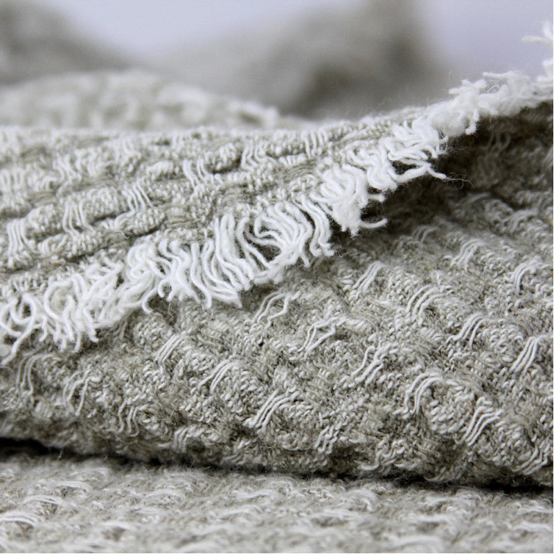 Linen Stonewashed Textured Throw Blanket - Natural