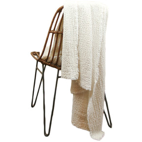 Linen Stonewashed Textured Throw Blanket - Off White