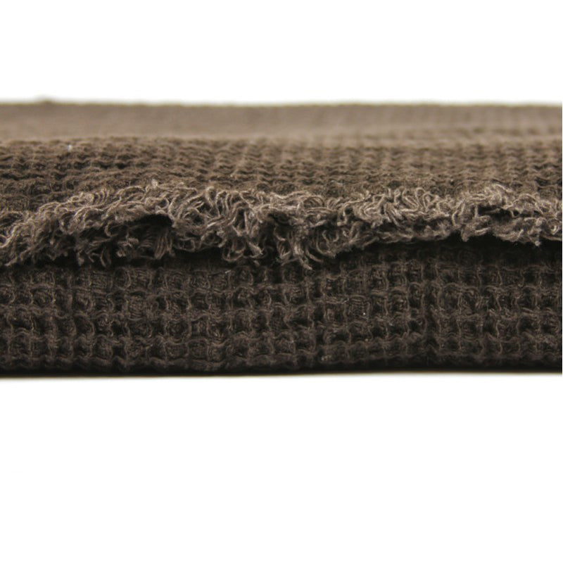 Linen Stonewashed Waffle Knit Throw Blanket - Chocolate