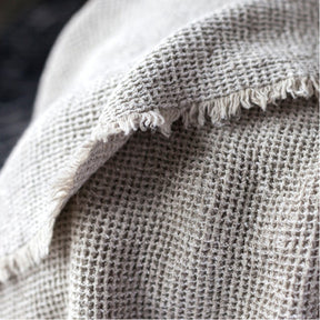 Linen Stonewashed Waffle Knit Throw Blanket - Natural