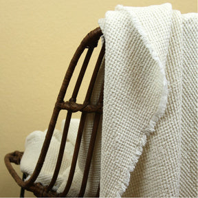 Linen Stonewashed Waffle Knit Throw Blanket - Off White