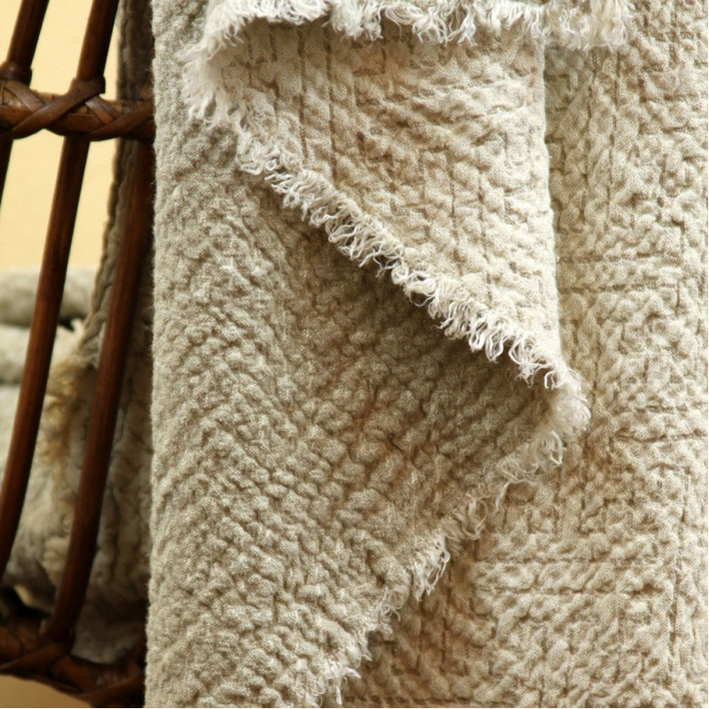 Linen Stonewashed Patterned Throw Blanket