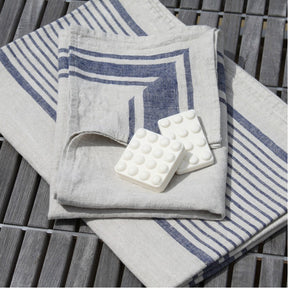 LinenCasa Linen Bath Towel - Luxury Thick Stonewashed - Blue with