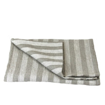 Linen Bath Towel - Luxury Thick Stonewashed - Natural Stripes