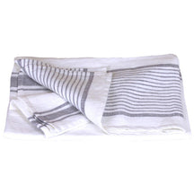 LinenCasa Linen Bath or Beach Towel - Luxury Thick Stonewashed - Heather  Black with Stripes