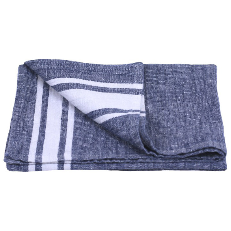 LinenCasa Linen Bath Towel - Luxury Thick Stonewashed - Blue with