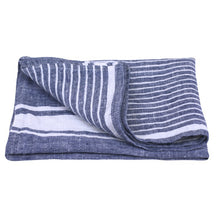 Linen Tea Towel - Luxury Thick Stonewashed - Blue with White Stripes