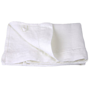 Linen Hand Towel - Luxury Thick Stonewashed - White Dot Hemstitch