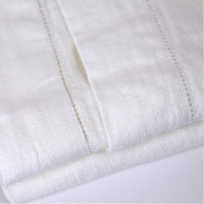 Linen Hand Towel - Luxury Thick Stonewashed - White Dot Hemstitch