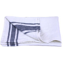 Linen Tea Towel - Luxury Thick Stonewashed - White Stripes