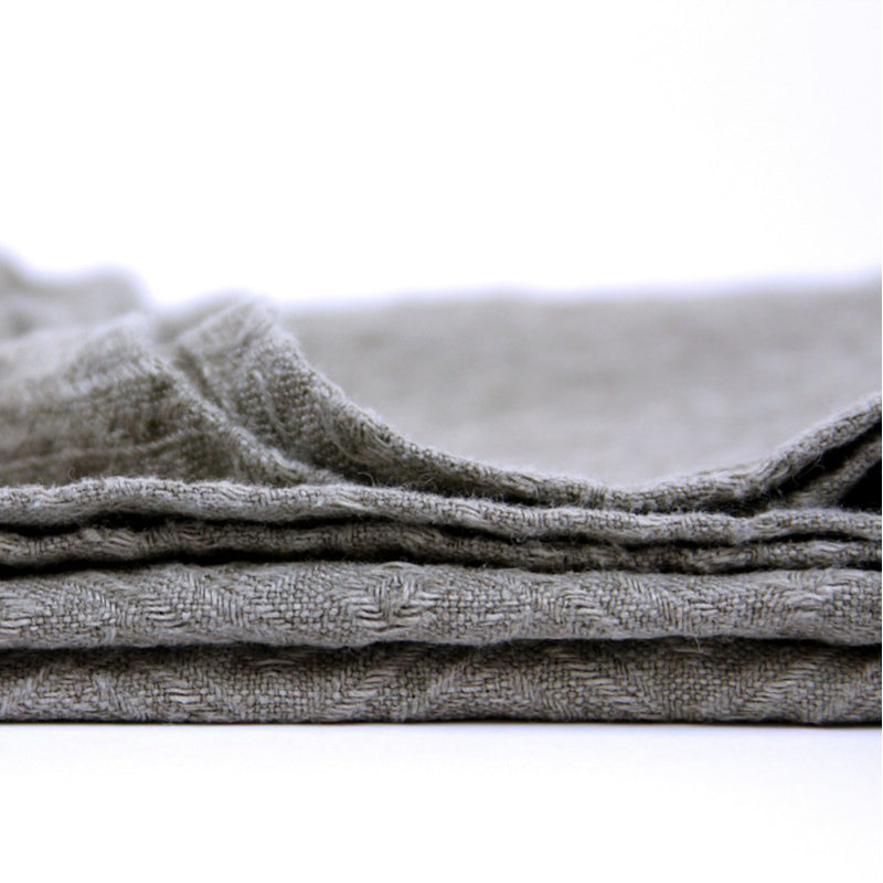 Linen Kitchen Towel - Luxury Thick Stonewashed - Natural with Diamonds