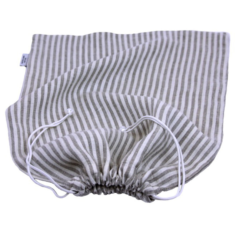 Linen Bread Bag - Thin Stonewashed  - Grey Stripe