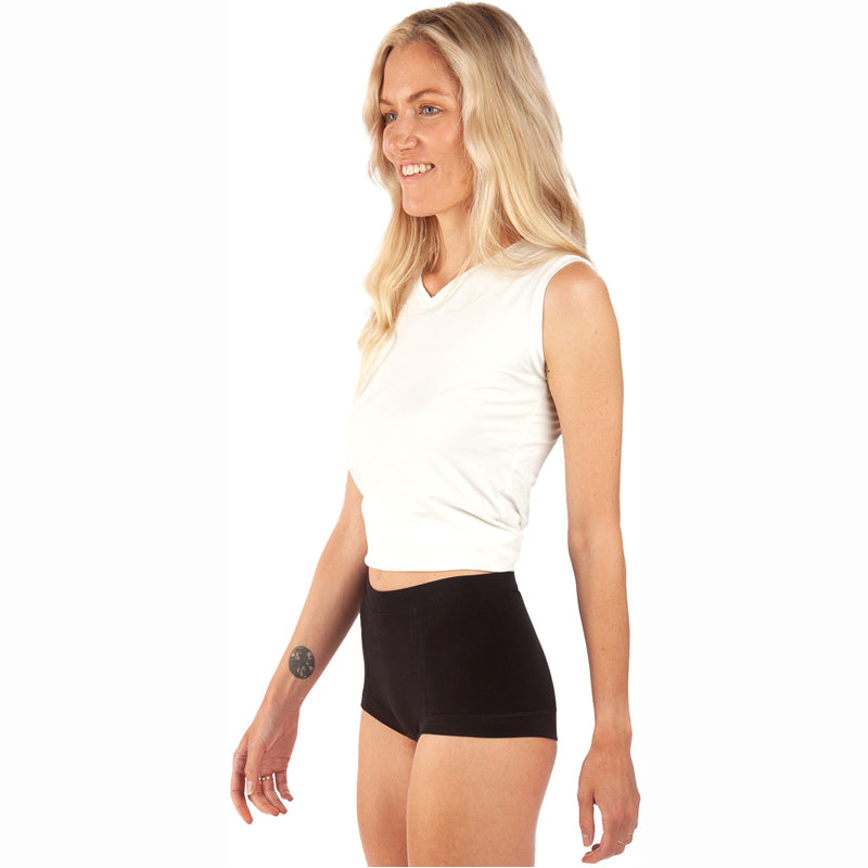 Black ribbed organic cotton vest top for ladies - Bread & Boxers
