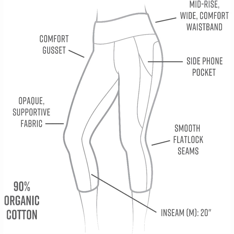 Maggie's Organics Organic Cotton Pocketed Midcalf Legging