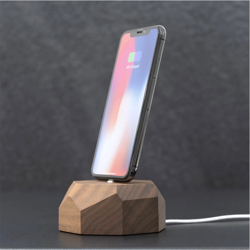 Geometric Wooden Phone Charging Dock