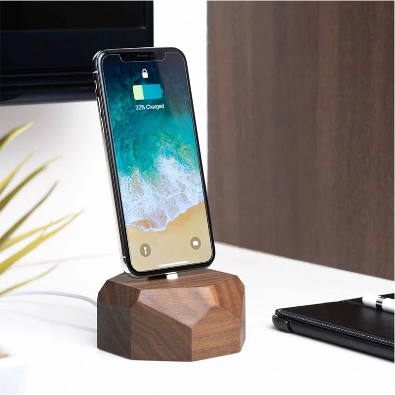 Geometric Wooden Phone Charging Dock