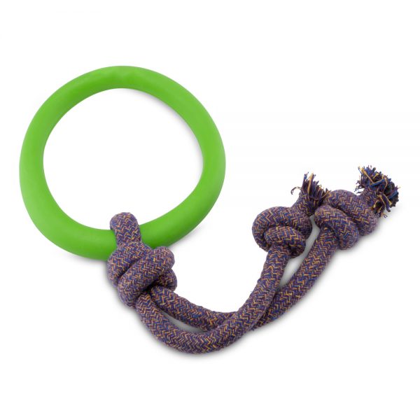 Natural Rubber Hoop on a Rope Dog Toy