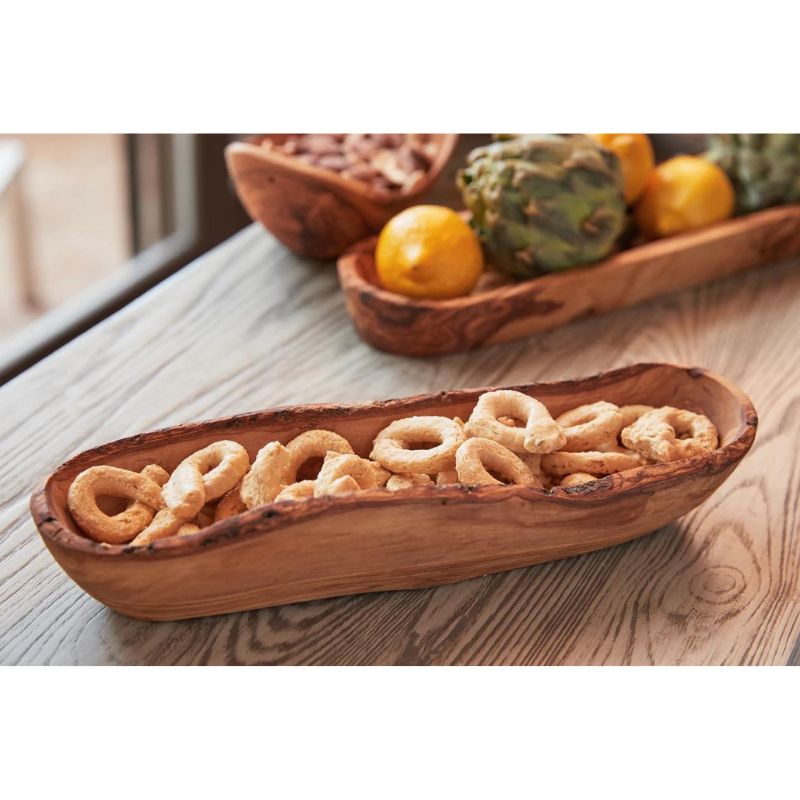 Verve Culture Italian Olivewood Boat Shaped Bowl with Live Edges