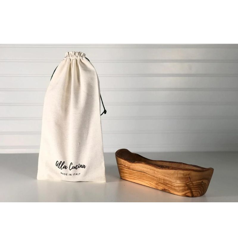 Verve Culture Italian Olivewood Boat Shaped Bowl with Live Edges
