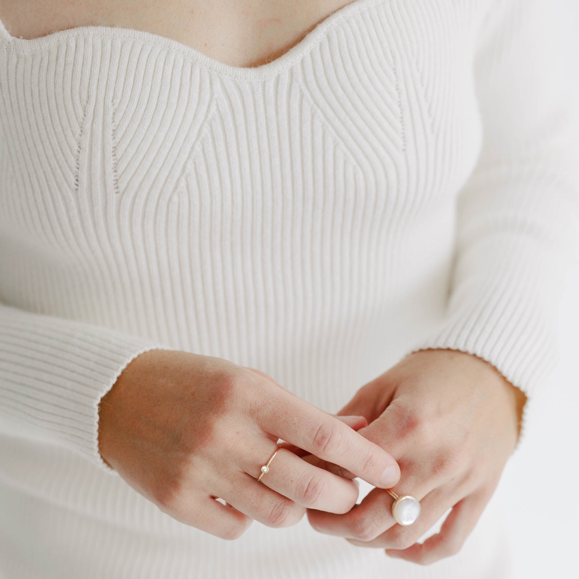 Gold Stacking Ring with White Topaz