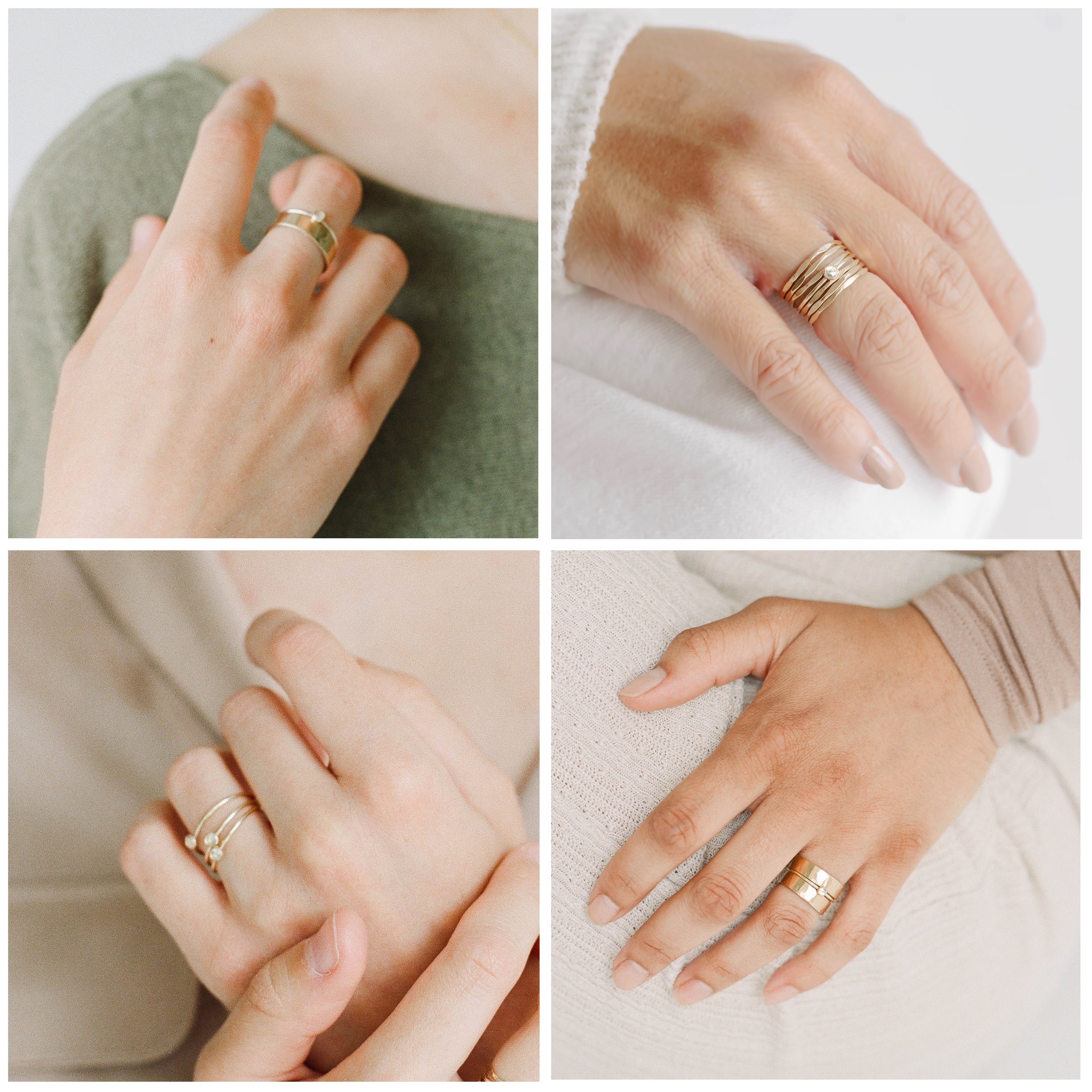 Gold Stacking Ring with White Topaz