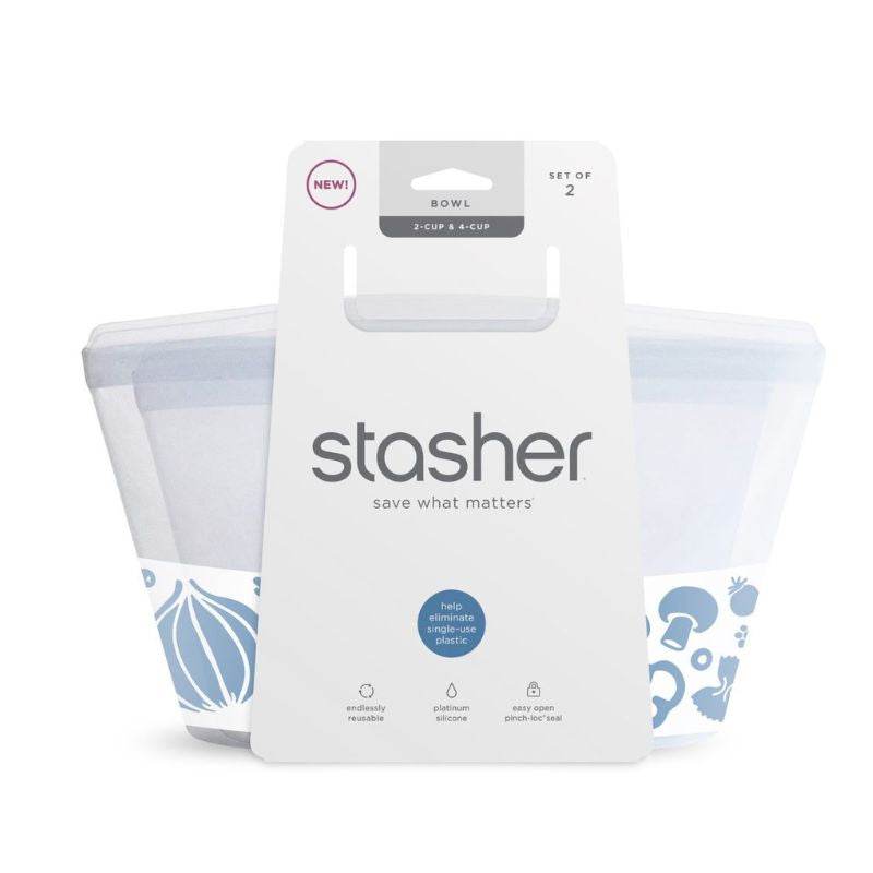 Stasher Silicone Clear Bowl Bundle 2 pk: 2 and 4 Cups