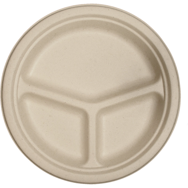 Compostable 3-Compartment Plates 10"