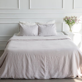 AmourLinen Double + Standard / Cream Linen Bedding Set