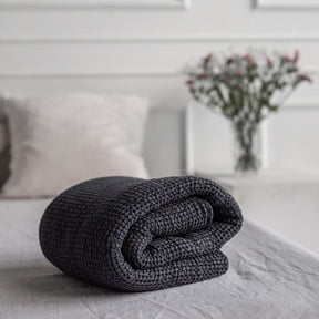 AmourLinen Linen Waffle Blanket