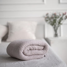 AmourLinen Queen / Cream Linen Waffle Blanket
