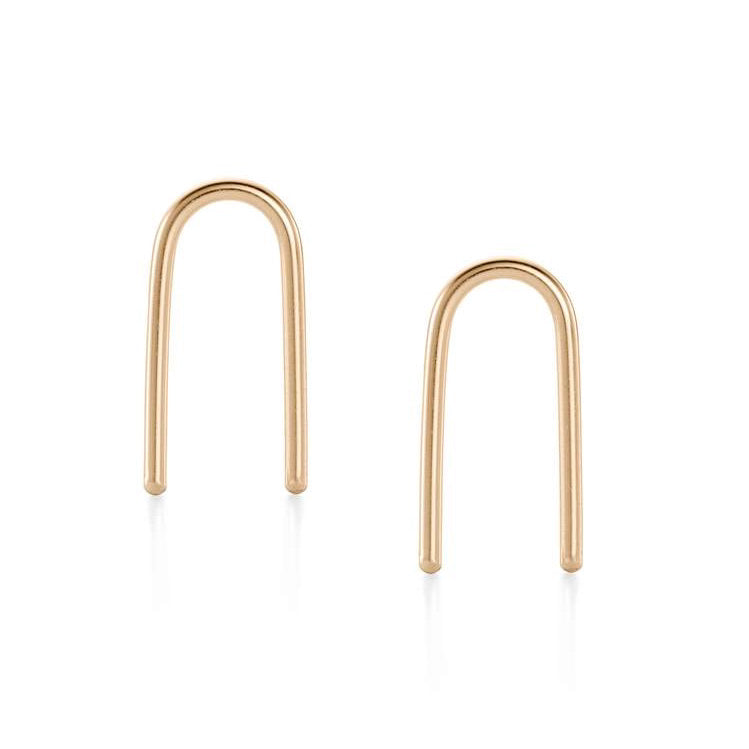 Gold U-Shaped Stud Earrings